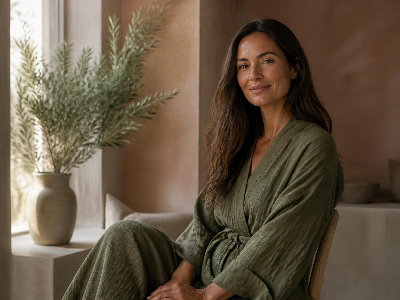 Client resting in a calm, sunlit wellness studio